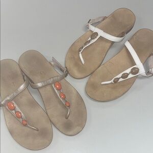 Vionic Women's Jada Style Sandals - White and Tan bundle both size 7 preowned